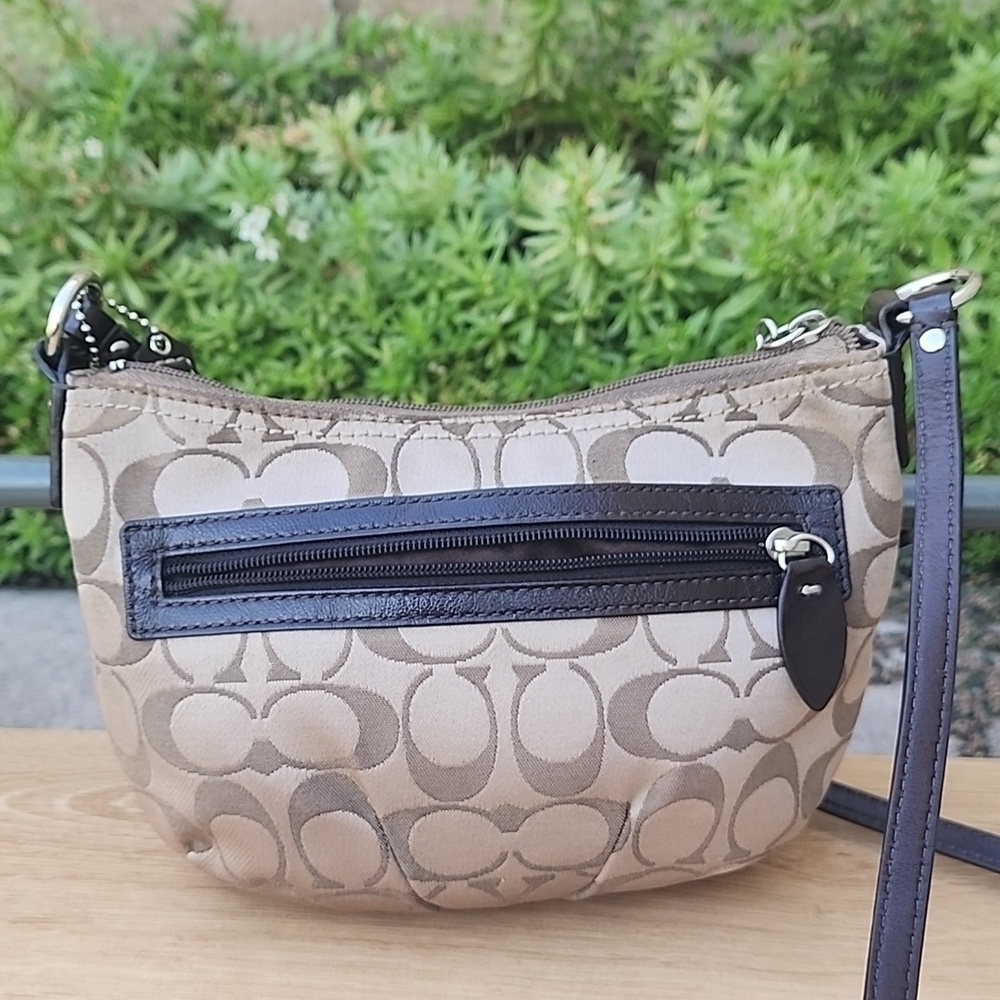 Coach Khaki Signature Sateen w/Front Pocket Top Zip Crossbody Bag - Picture 4 of 15